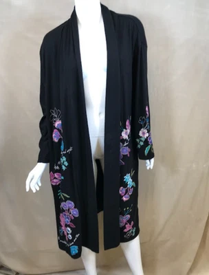 Cárdigan Johnny Was Los Angeles Floral Bordado Frente Abierto, Talla L Foto 1 de 4