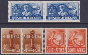 SOUTH AFRICA / SUID-AFRIKA 1941-46 WAR EFFORT 3d-6d PAIRS MH Stamps SG91/93 - Picture 1 of 2