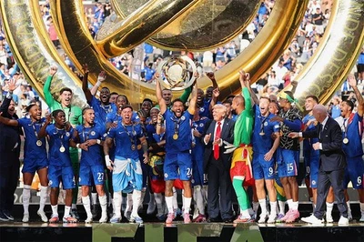 Chelsea Trophy Celebration World Cup 2025 Champs Soccer Fans - POSTER 20"x30" - Image 1 of 3