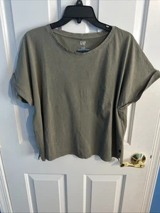 Gap Women Shirt Sleeve Top Olive Size Large New With Tags - Picture 1 of 4
