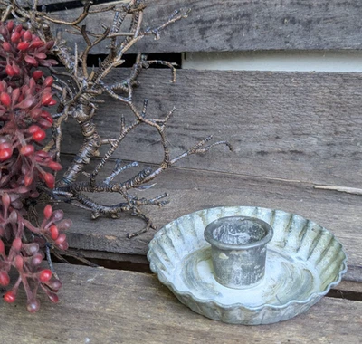 Tartelette Kerzenleuchter Stabkerze  Metall Eisen zink shabby grau  + NEU + - Bild 1 von 3