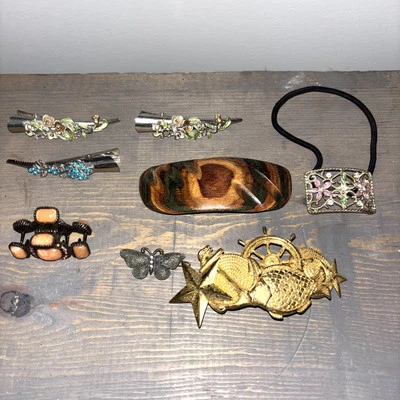 Vintage Made in France Nautical Barrette And Vintage Rhinestone Hair Clips - Image 1 of 4