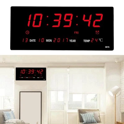Large Screen LED Office Wall Clock 12H OR 24H Calendar -Time - Days - - Year - Image 1 of 4