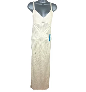 Stradivarius Maxi Dress Beige Crochet Style Lined  Women’s UK Size XS - Picture 1 of 7