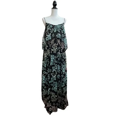 Jessica Simpson Women's Black Dress Large Floral Maxi Maternity Dress Lined - Image 1 of 4