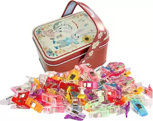 Sewing Clips for Fabric and Quilting 100 Pcs with Tin Box,Sewing Notions Assorte - Picture 1 of 6