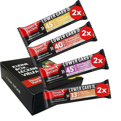 Power System Lower Carb Bar Probier Mix Set 8 Low Sugar High Protein Riegel - Bild 1 von 4