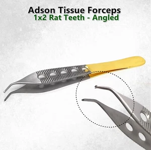 PLASTIC SURGERY ADSON TISSUE FORCEPS 1X2 TEETH 6" CURVED TWEEZERS GERMAN GRADE - Picture 1 of 3