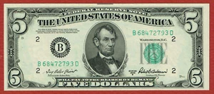 1950-B NEW YORK FRN $5 FR#1963-B CH CU - Foto 1 di 2