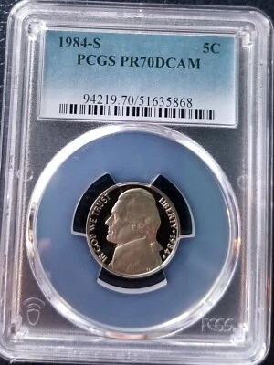 1984-S 5c Jefferson Proof Nickel PCGS PR70DCAM #5868 - Image 1 of 4