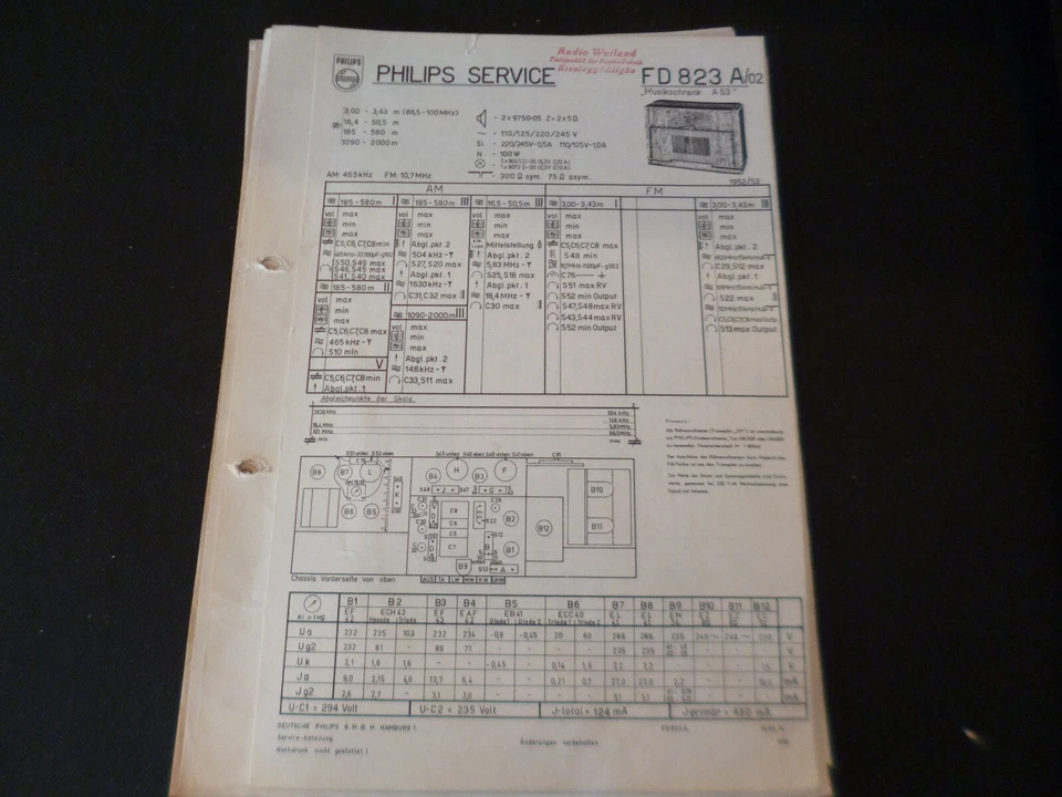 Manual de servicio original Philips FD823A - Imagen 1 de 1