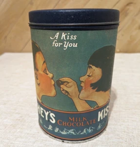 Vintage 1980 Hershey Kiss Blue Tin "A Kiss for you" - 6" tall, 14 oz - Picture 1 of 6