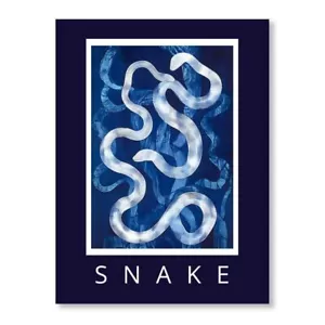 Moonow7 Blue Snake Wall Art Poster, Modern Aesthetic Deco, Unframed - Picture 1 of 15