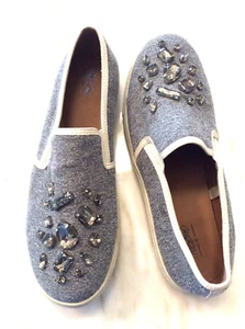 Mossimo Jeweled Sneakers Heather Gray Slip On Fabric Flats Shoes Size 10 EUC - Picture 1 of 9