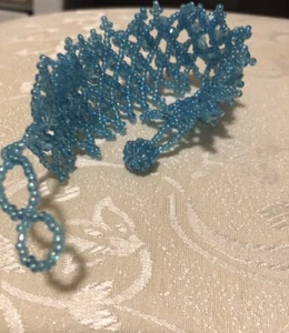 Vintage Armband Türkis Kristall wie Häkel Perlen - Bild 1 von 3