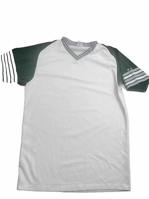 Camiseta vintage años 80 BICICLETA ATLÉTICA VERDE RAYAS CUELLO EN V BLOQUES DE COLORES GRANDE L Foto 1 de 4