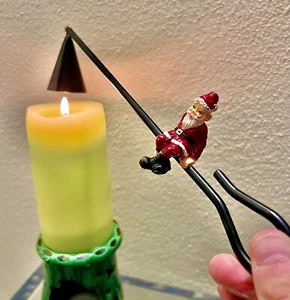 Spegni Candela Babbo Natale Statua Metallo Nero Decorazione Addobbo - Foto 1 di 9