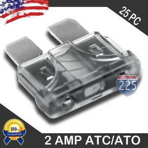 25 Pack 2 AMP ATC/ATO STANDARD Regular FUSE BLADE 2A CAR TRUCK BOAT MARINE RV US - Picture 1 of 2