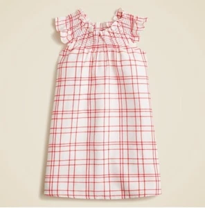 New Crewcuts Girls Nightgown 12 14 Smocked Flannel Sleeveless Ivory Red Plaid - Picture 1 of 1