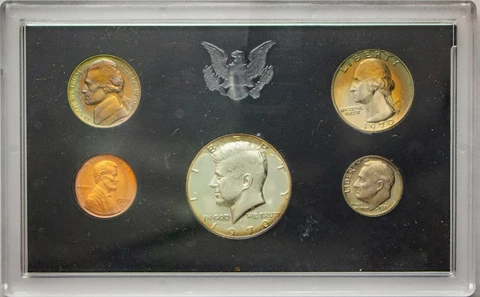 1970-S US MINT PROOF SET 40% SILVER HALF DOLLAR LARGE DATE UNC TONED #27 (DR) Cover
