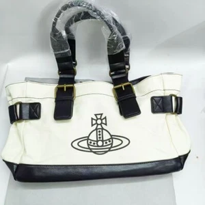 Vivienne Westwood Accord Tote Bag Handbag Shoulder White Black Orb New - Picture 1 of 3