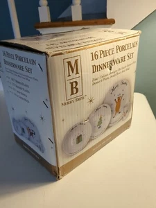 NEW Merry Brite MB Christmas Stoneware Dinnerware 16 pcs 4 Place Settings Plates - Picture 1 of 12