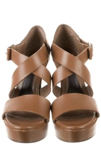 Marni Light Brown Leather Sandals/Wedge shoes Size USA 10 Italy 40 - Picture 1 of 5