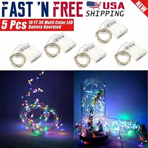 5x 10 FT 30 Multi-Color LED String Table Christmas Tree Lights Battery Power - Picture 1 of 3