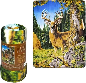JPI Collection 9 Deer Camo Plush Lightweight Soft Fleece Throw Blanket - Picture 1 of 2