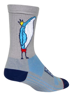 Socks - SockGuy - Humphrey Whale Gray L/XL 6" Crew Cycling/Running NEW - Picture 1 of 5