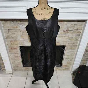 Victor Costa Vintage black floral jacquard party sheath dress size 14 - Picture 1 of 8