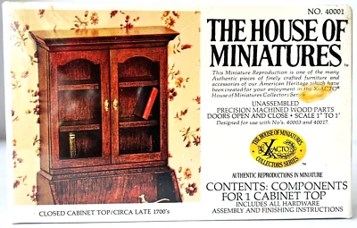 House of Miniatures 1977 Kit #40001 1:12 Closed Cabinet Top Circa Late 1700s - Image 1 of 3