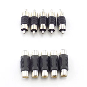 5/10x Rca Dual female male to male Plug Connector AV video camera cable Adapter - Picture 1 of 7