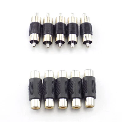 5/10x Rca Dual female male to male Plug  Connector AV video camera cable Adapter - Image 1 of 4