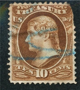 O 77 Treasury Mail Used Fancy cancel in blue 162460 - Picture 1 of 1