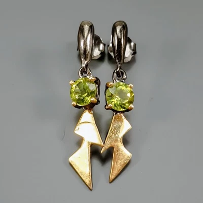 Jewelry for women Natural Peridot Earrings 925 Sterling Silver /E127811 - Image 1 of 4