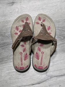 Merrell J55182 Move Sandal Women 6 Slide Brown Slip On Select Grip - Picture 1 of 6