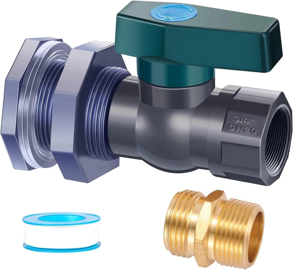 Kit de desviador de barril de lluvia de PVC, válvula de barril de lluvia de 3/4 pulgadas, kit de grifo de barril de lluvia Foto 1 de 1