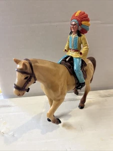 Figuras antiguas de plástico duro indio con caballo leer - Imagen 1 de 9