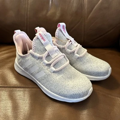 Girls adidas Cloudfoam Pure 2.0 Running Shoes Gray/Pink 13.5 K - Image 1 of 4