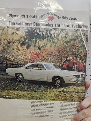 1967 Plymouth Barracuda Automobile Hardtop Wild New White Win Vintage Print Ad — 第 1/2 张图片