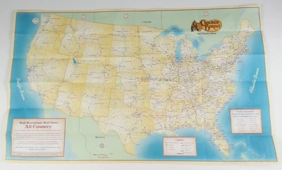 Vintage 2002 Cracker Barrel Map 36 x 21 Half Restaurant Half Store All Country - Image 1 of 4