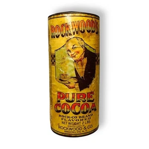 Rockwood's Pure Cocoa 1930's Cardboard Can Advertising Kitchen Decor Brooklyn NY - Picture 1 of 7