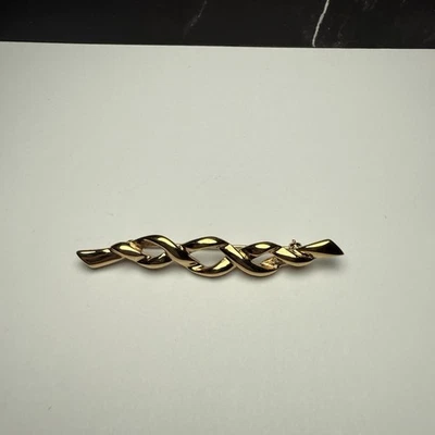 Broche Pin Barra Retorcida Tono Dorado Monet Firmado De Colección Foto 1 de 4