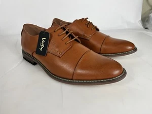 Vostey Milan Men’s Size 13 Brown Leather Cap Toe Lace Up Oxford Dress Shoes/833 - Picture 1 of 7