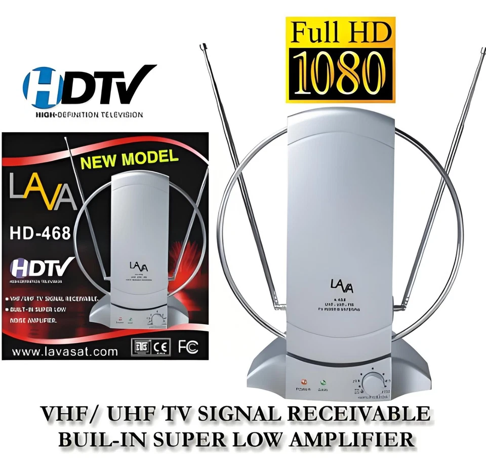 Lava HD-468 комнатная телевизионная антенна высокой четкости с регулируемым контролем усиления - Изображение 1 из 4