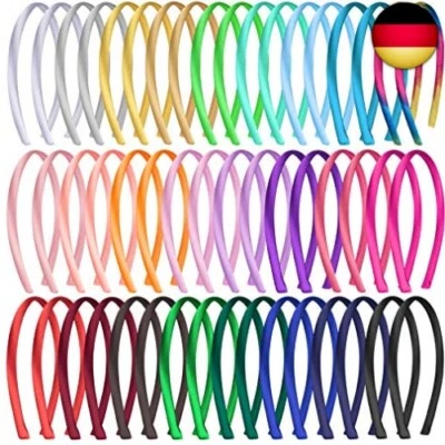 Duufin 50 Stück Haarreifen Damen 1cm Haarreifen Satin für Damen und Mädchen, 25