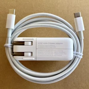Genuine 61W USB-C Type-C Power Adapter Charger For MacBook PRO 13" A1718 + Cable - Picture 1 of 4