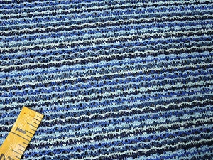 Fabric Knit Crochet Open Weave Stripe Zigzag Woven Turquoise Navy 55" x 0.7y - Picture 1 of 7