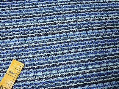 Fabric Knit Crochet Open Weave Stripe Zigzag Woven Turquoise Navy 55" x 0.7y - Image 1 of 4